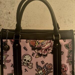 Pink Floral Skull Handbag